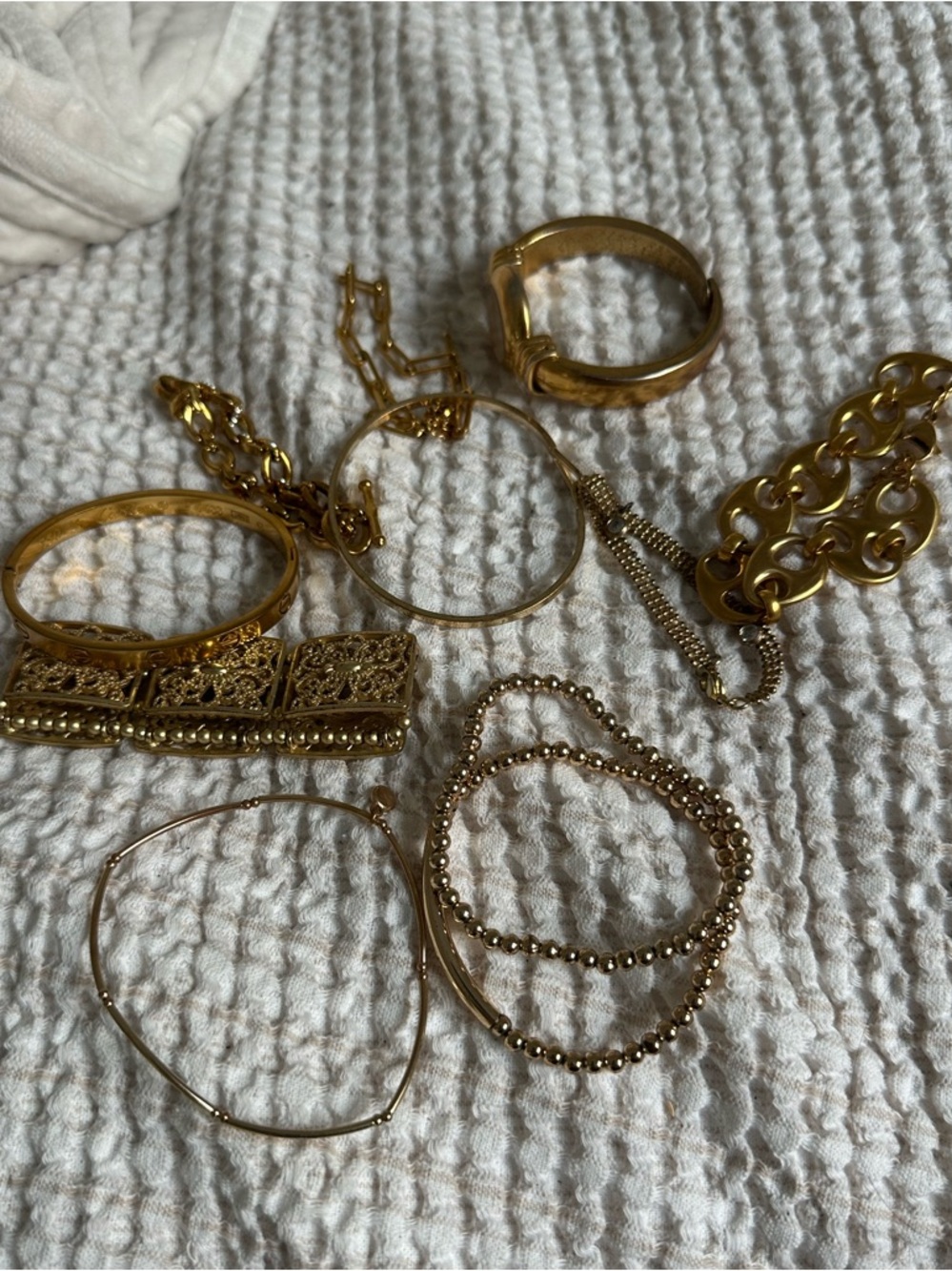 Gold Tone Mixed Bracelet Stack with Small Round Watch - Picture 3 of 3